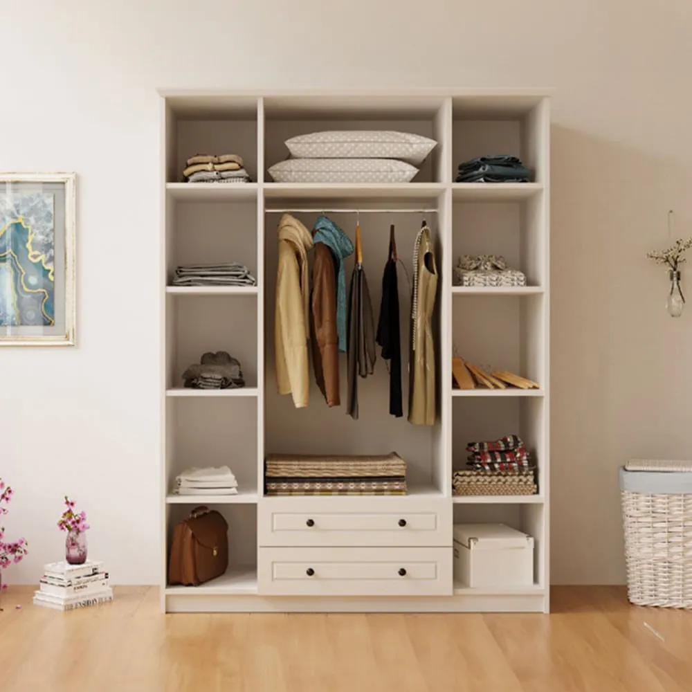 Elise 4 Door 2 Drawer Mirror Wardrobe - White