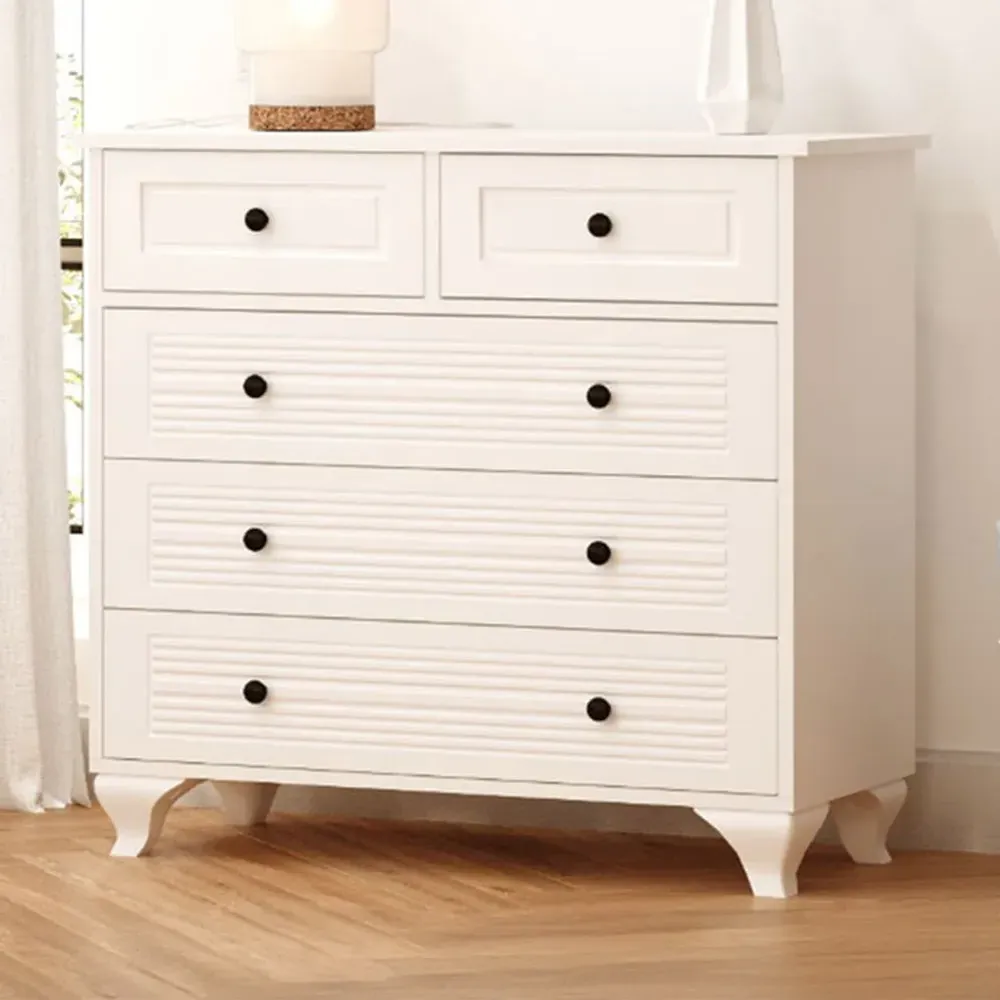 Elise 5 Drawer Chest of Drawers - White