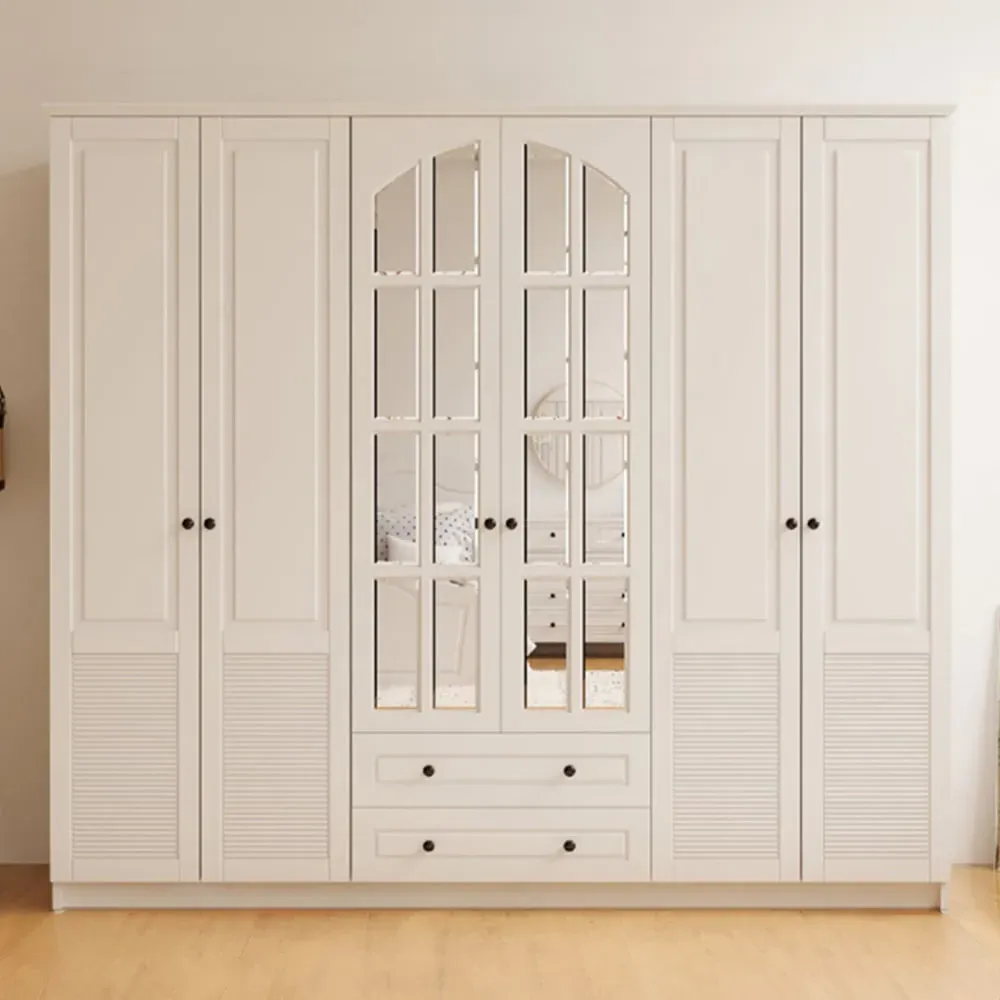 Elise 6 Door 2 Drawer Extra Large Wardrobe - White