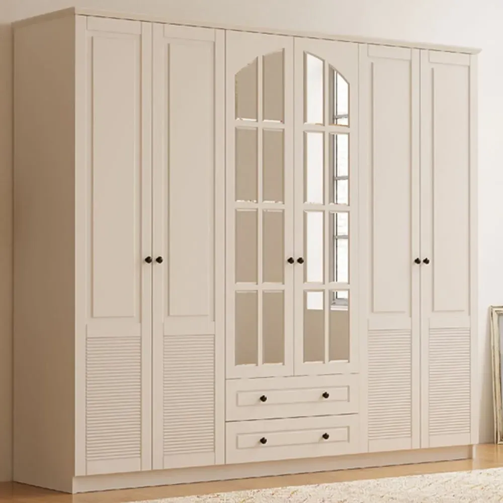Elise 6 Door 2 Drawer Extra Large Wardrobe - White