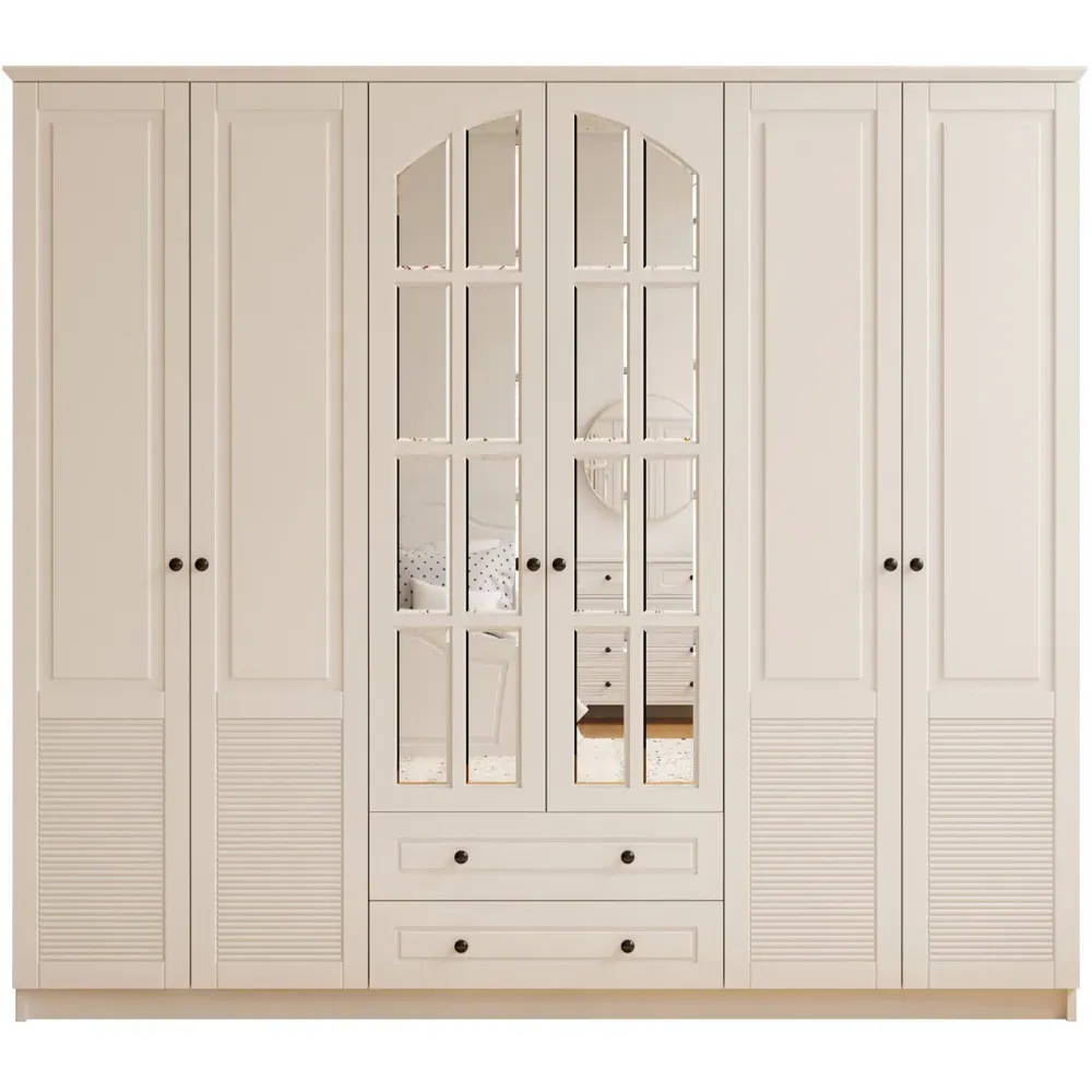 Elise 6 Door 2 Drawer Wardrobe - White