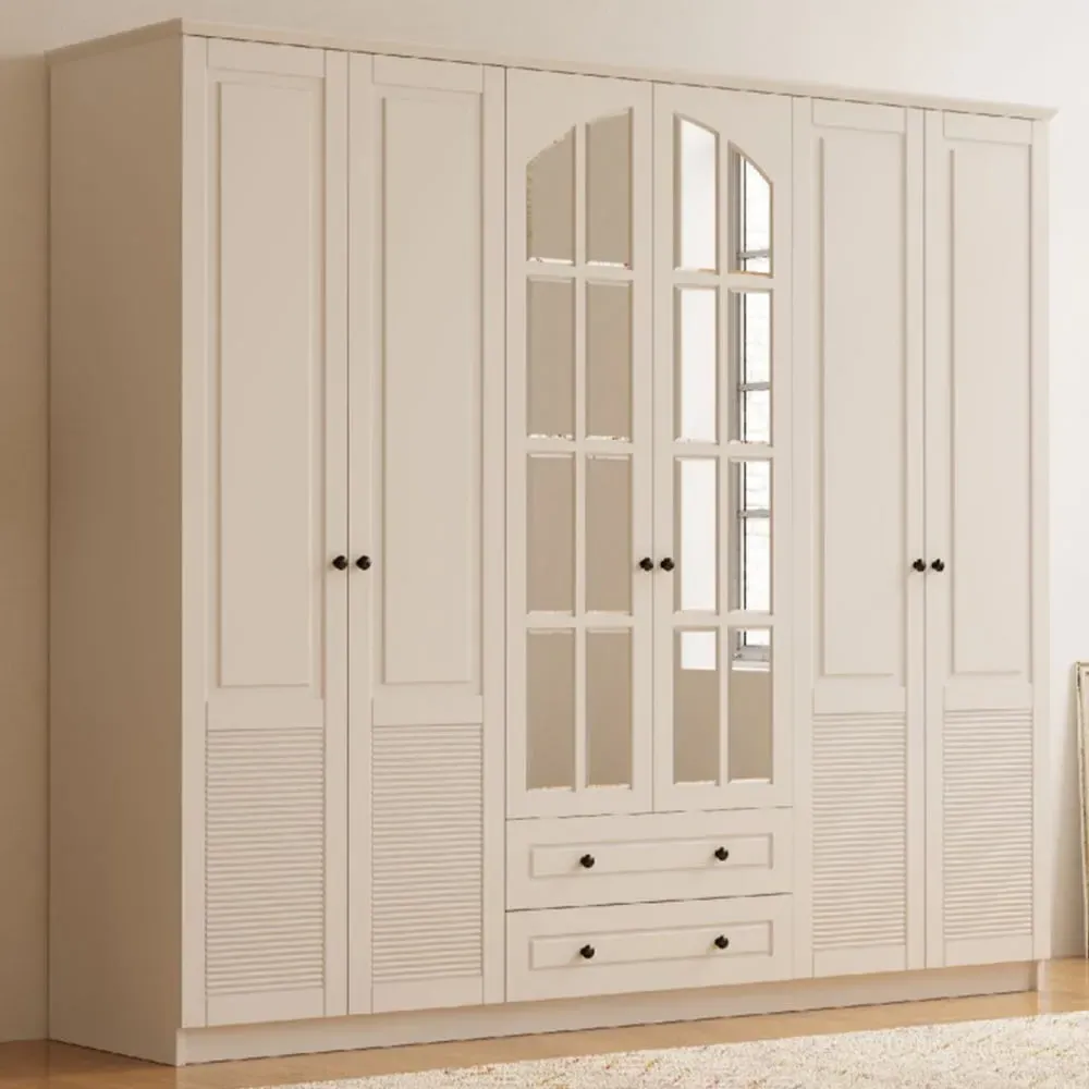 Elise 6 Door 2 Drawer Wardrobe - White image