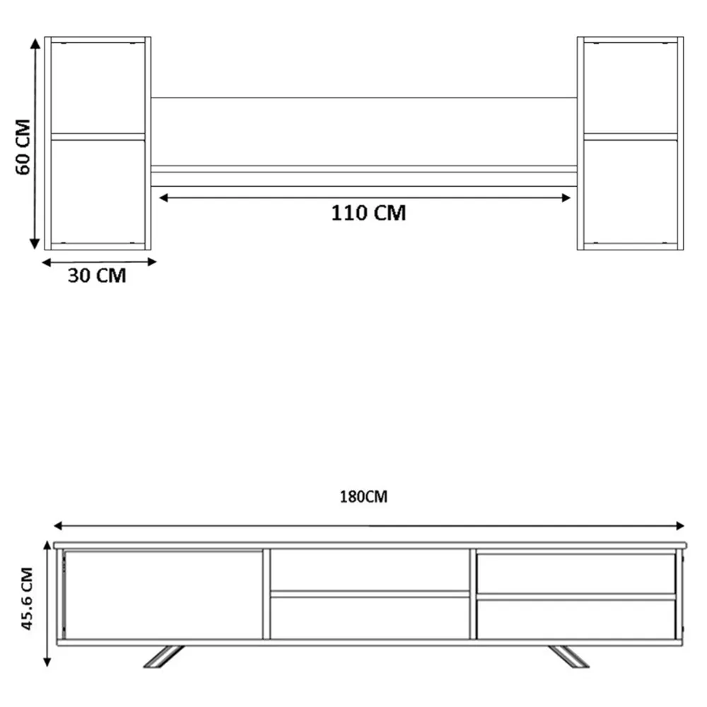FARSO Single Door TV Cabinet with 2 Drawers - White, Oak
