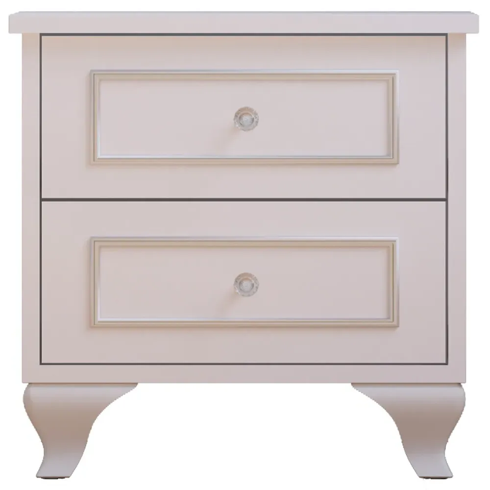 GISELLE 2 Drawer Bedside Table - White, MDF