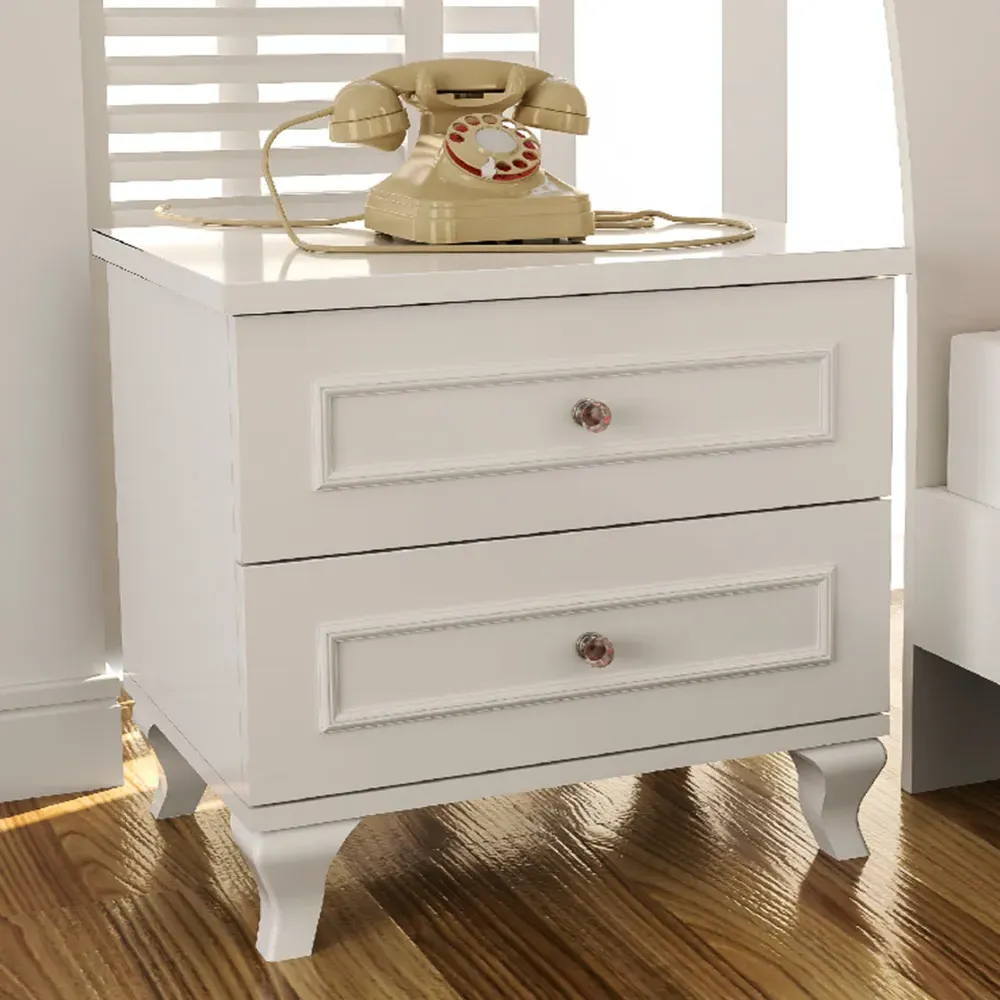 GISELLE 2 Drawer Bedside Table - White, MDF image