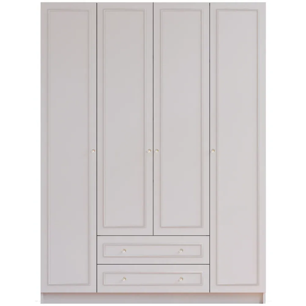 GISELLE 4 Door Wardrobe with Drawers - White, MDF