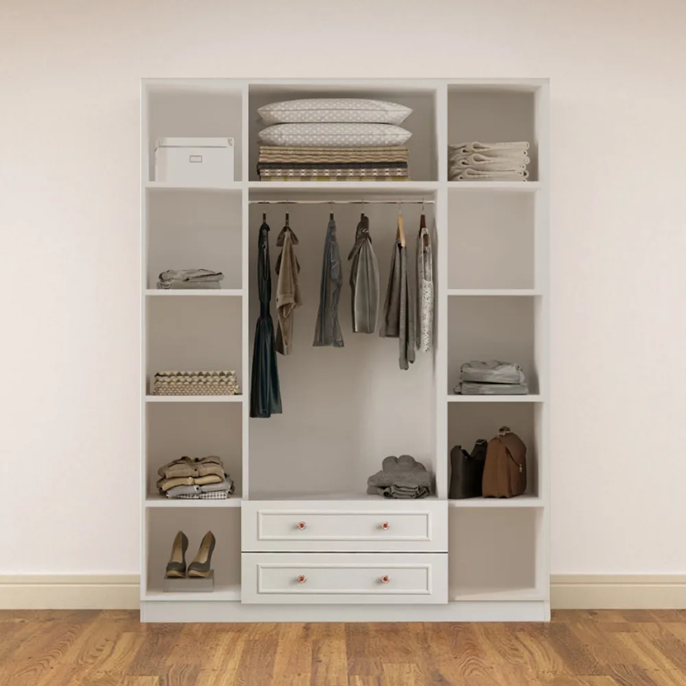 GISELLE 4 Door Wardrobe with Drawers - White, MDF