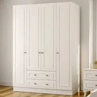 GISELLE 4 Door Wardrobe with Drawers - White, MDF