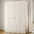 GISELLE 4 Door Wardrobe with Drawers - White, MDF
