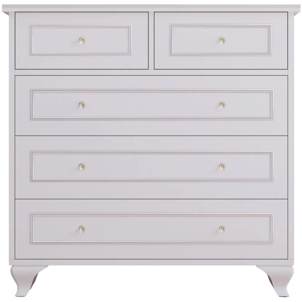 GISELLE 5 Drawer Chest of Drawers - White