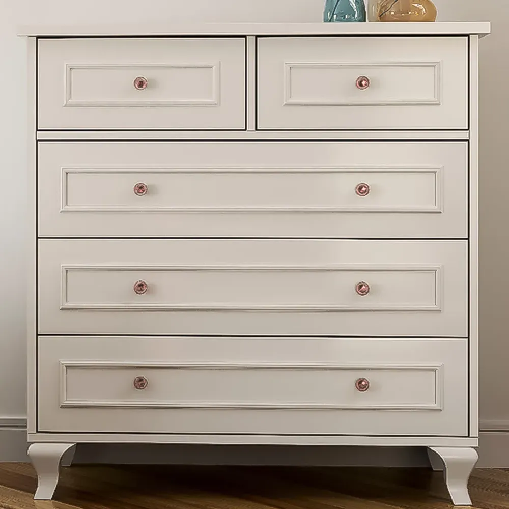 GISELLE 5 Drawer Chest of Drawers - White