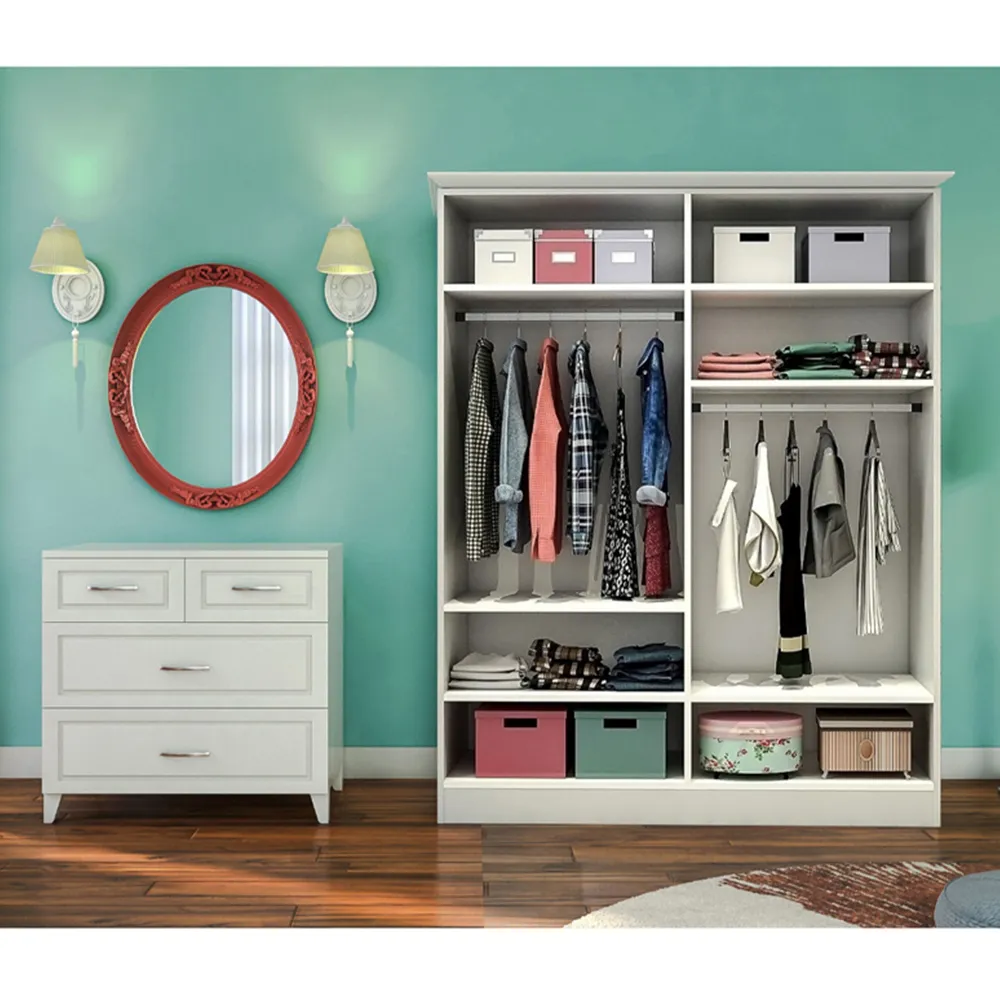 INES 4 Door Wardrobe with Mirror - White