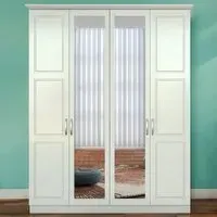 INES 4 Door Wardrobe with Mirror - White