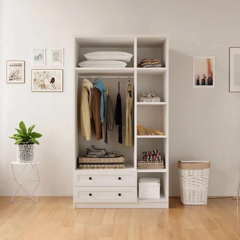 JULIET 3 Door Mirror Wardrobe with Drawers - White