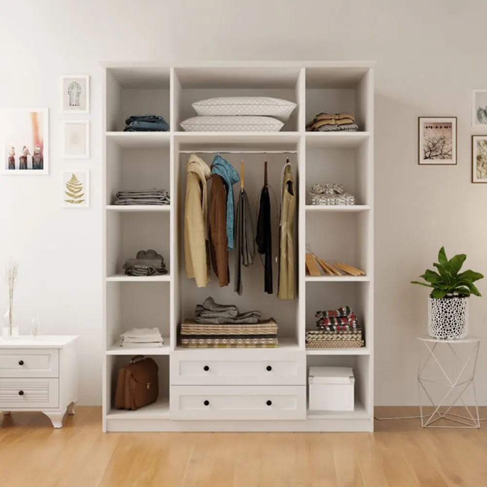 JULIET 4 Door Mirror Wardrobe with Drawers - White