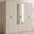 JULIET 6 Door Mirror Wardrobe with Drawers - White