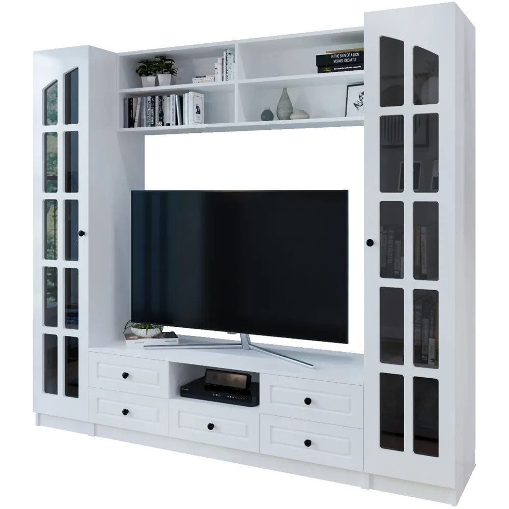 Maison 2 Door 5 Drawer TV Unit - White