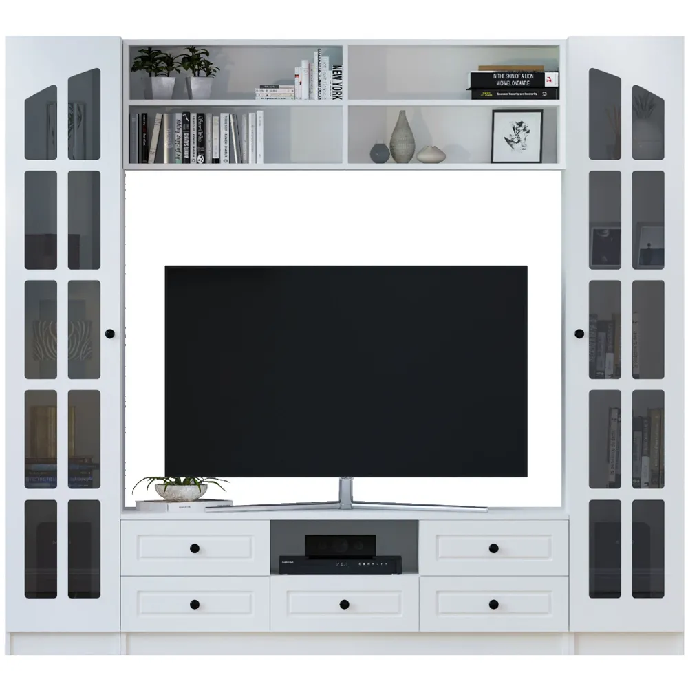 Maison 2 Door 5 Drawer TV Unit - White