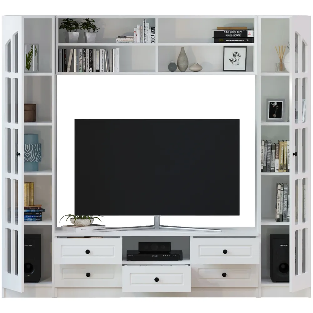 Maison 2 Door 5 Drawer TV Unit - White