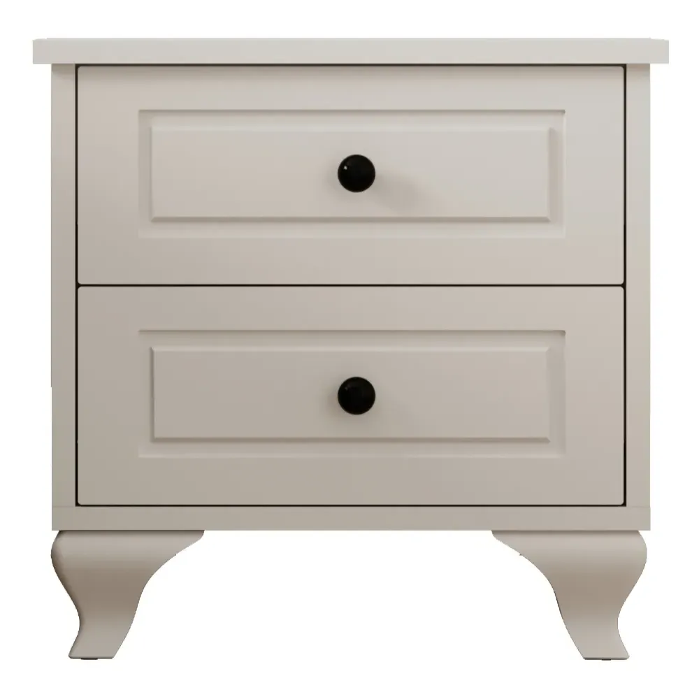Maison 2 Drawer Bedside Table - White
