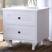 Maison 2 Drawer Bedside Table - White