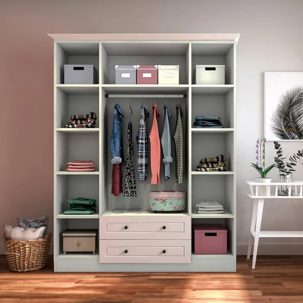 MAISON 4 Door 2 Drawer Mirror Wardrobe - White