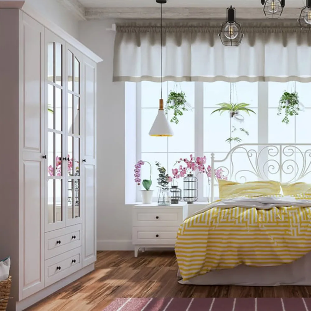 MAISON 4 Door 2 Drawer Mirror Wardrobe - White