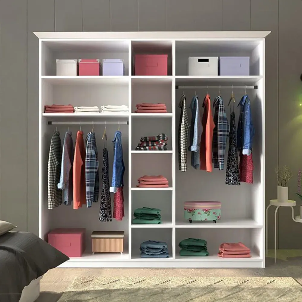 MAISON 5 Door Mirror Wardrobe - White