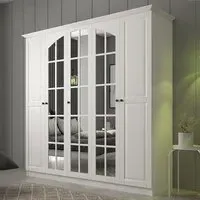 MAISON 5 Door Mirror Wardrobe - White