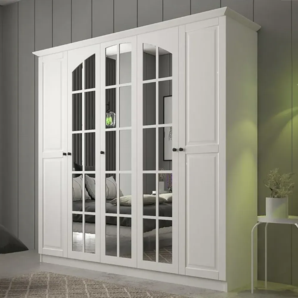 MAISON 5 Door Mirror Wardrobe - White image