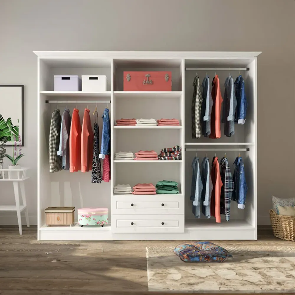 MAISON 6 Door 2 Drawer Wardrobe with Mirror - White