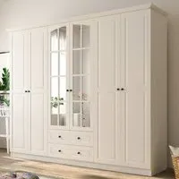 MAISON 6 Door 2 Drawer Wardrobe with Mirror - White