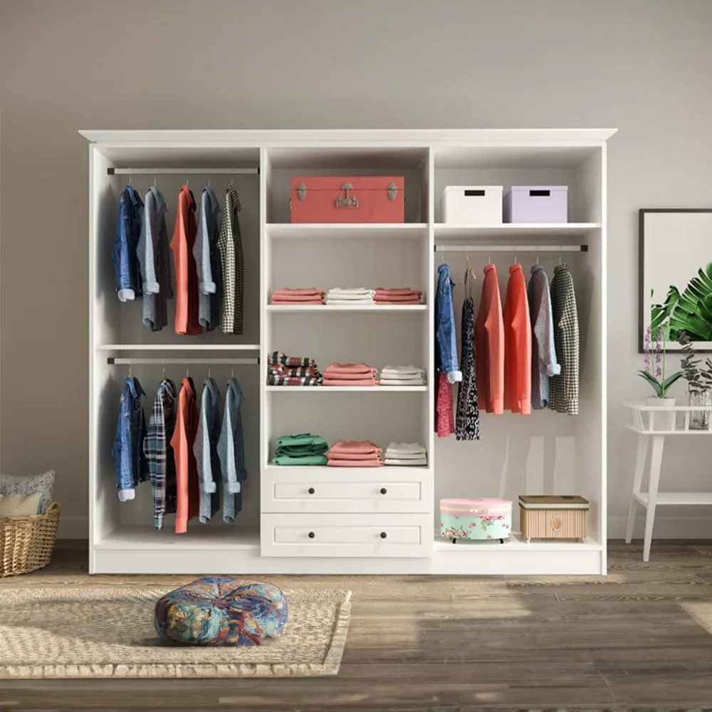 MAISON 6 Door 2 Drawer XL Mirror Wardrobe - White