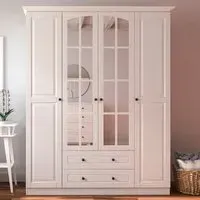 MAISON XL 4 Door 2 Drawer Mirror Wardrobe - White