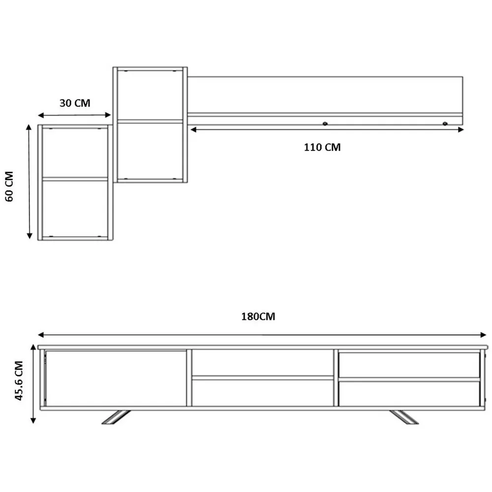 Malmo Single Door TV Unit with Storage - Anthracite, Oak