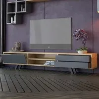 Malmo Single Door TV Unit with Storage - Anthracite, Oak