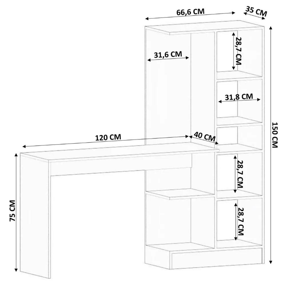 MARIE 2 Door Single Drawer Home Office Desk - White, Gold