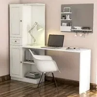 MARIE 2 Door Single Drawer Home Office Desk - White, Gold