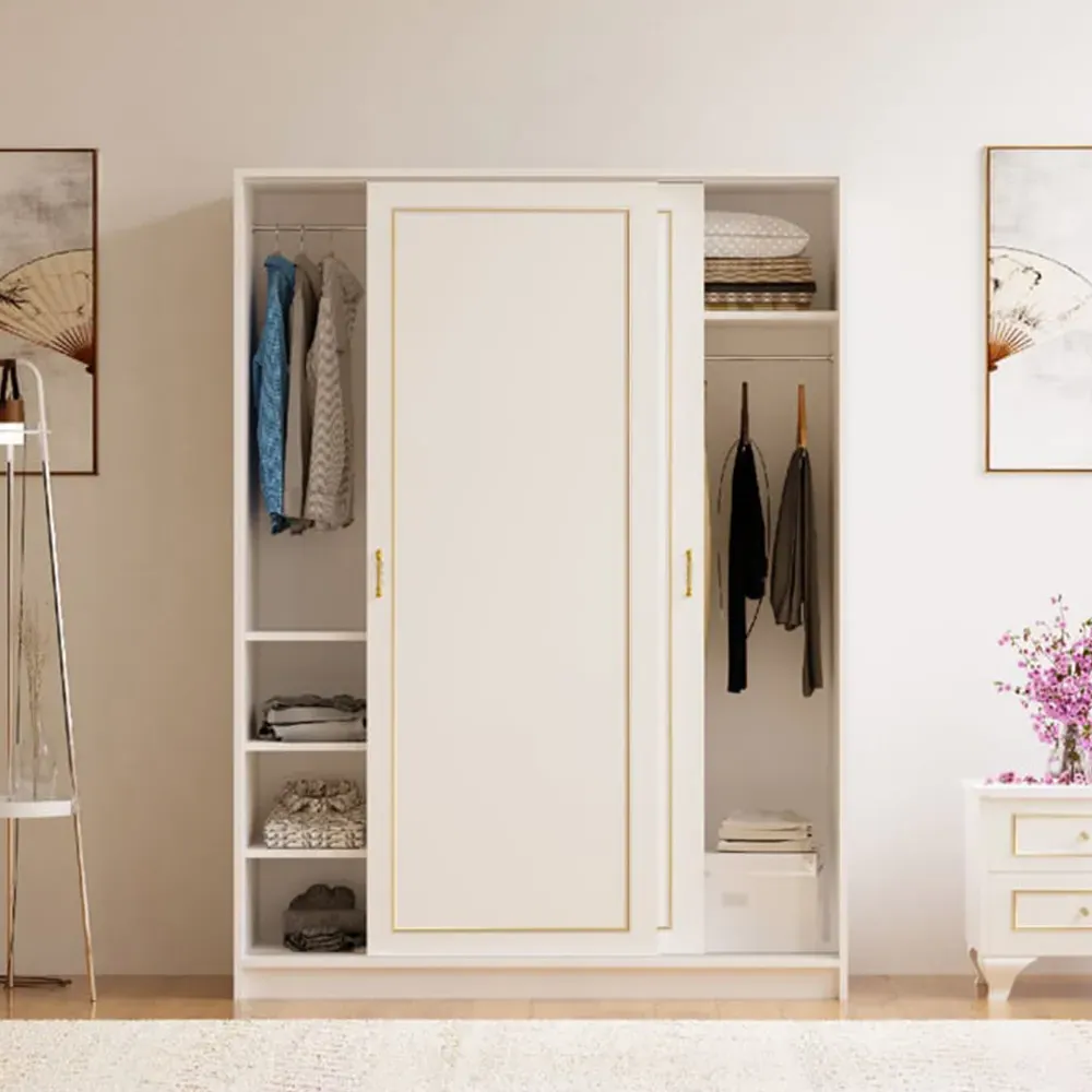 MARIE 2 Door Sliding Wardrobe - White, Gold