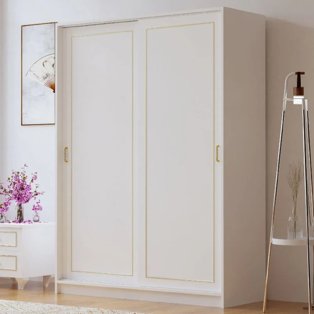MARIE 2 Door Sliding Wardrobe - White, Gold image