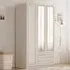 MARIE 3 Door 2 Drawer Mirrored Wardrobe - White, Gold