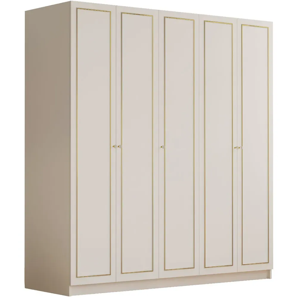 MARIE 5-Door Wardrobe - White, Gold