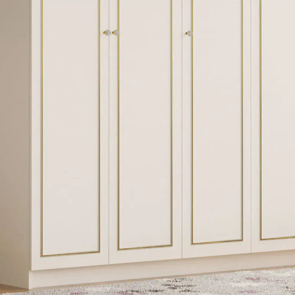 MARIE 5-Door Wardrobe - White, Gold