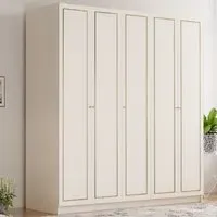 MARIE 5-Door Wardrobe - White, Gold