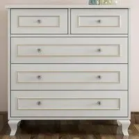 MARIE 5 Drawer Chest of Drawers - White, Gold