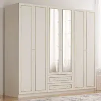 MARIE 6 Door 2 Drawer Mirror Wardrobe - White