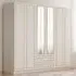 MARIE 6 Door 2 Drawer Mirror Wardrobe - White