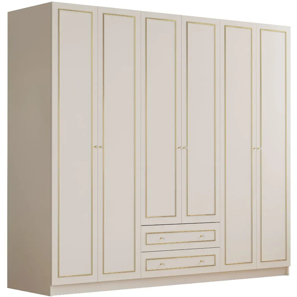 MARIE 6 Door 2 Drawer Wardrobe - White