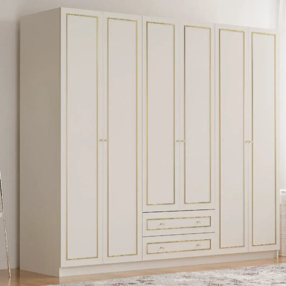 MARIE 6 Door 2 Drawer Wardrobe - White image