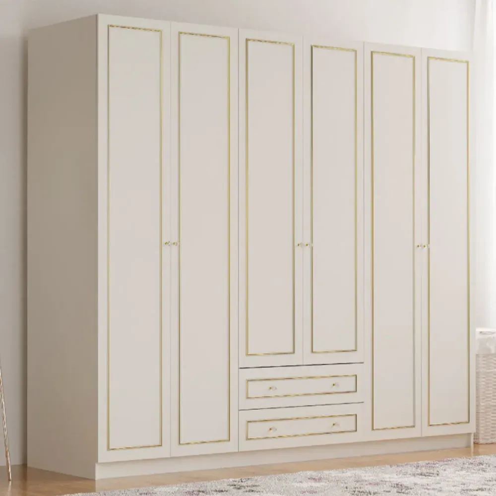 MARIE 6 Door 2 Drawer XL Wardrobe - White